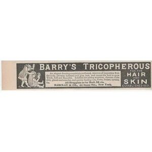 Barrys Tricopherous For‎ Hair And Skin Established 1892 Print Ad Advertisement